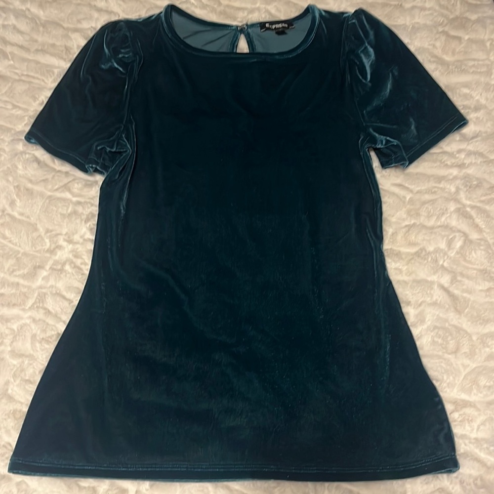 Express women’s hunter green velour top xs